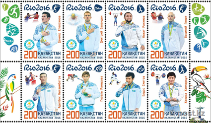 Олимпийских чемпионов Казахстана запечатлели на марках