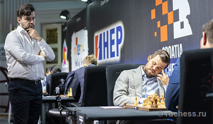 Магнус Карлсен и Уэсли Со догнали Яна Непомнящего на этапе Grand Chess Tour в Загребе